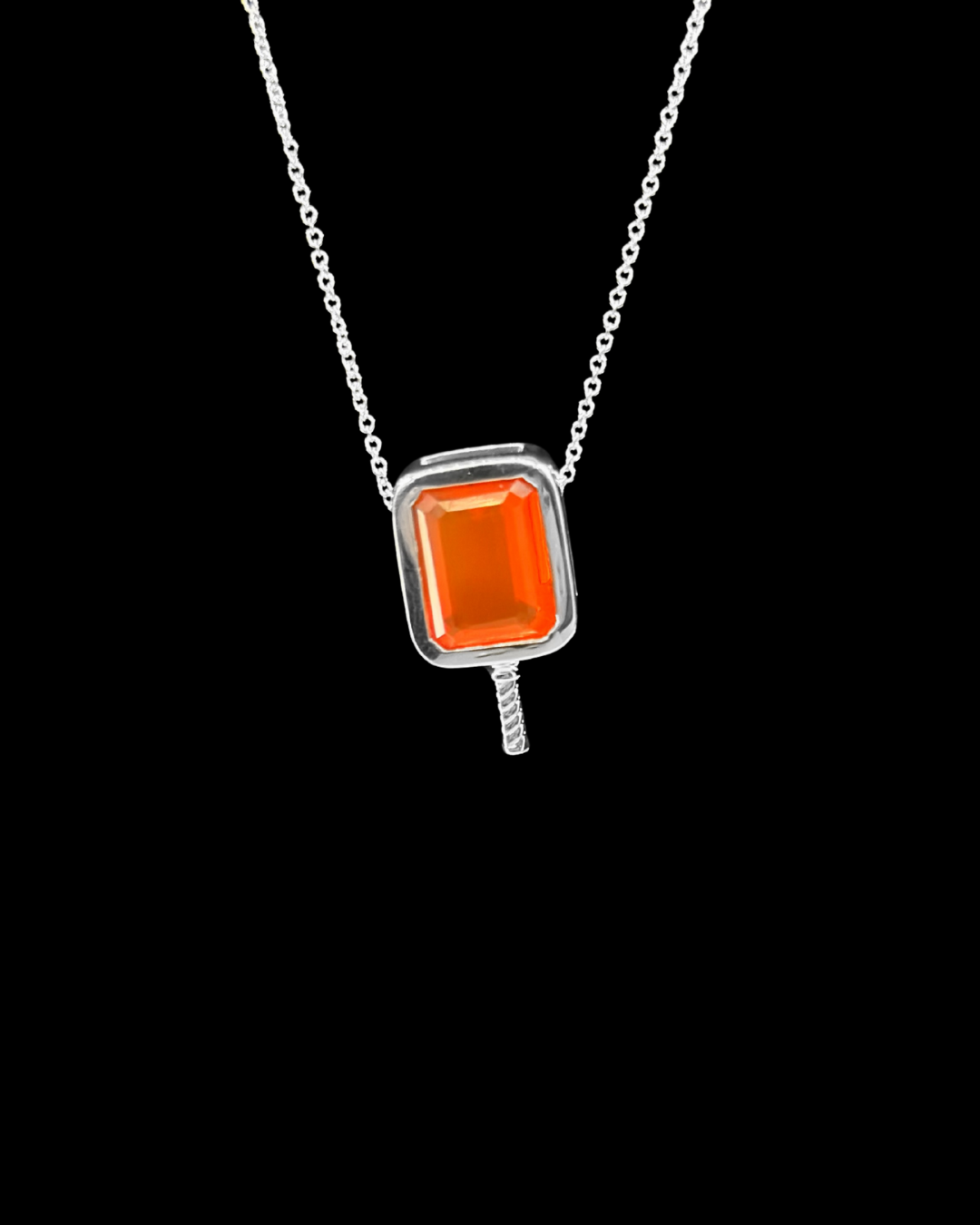 Opal Bloom Fire Opal - Pickleball Paddle Necklace