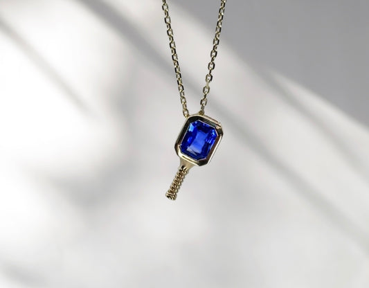 Court Charm Sapphire - Pickleball Paddle Necklace