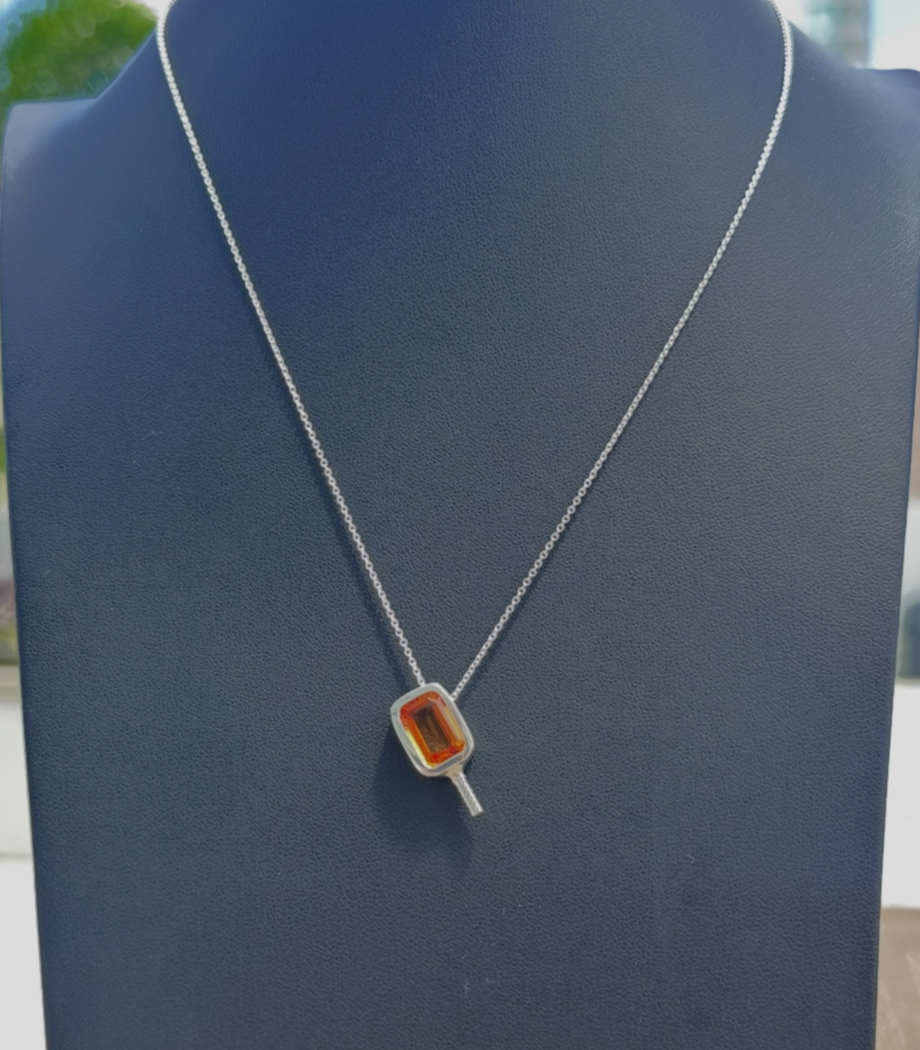 Radiant Citrine Topaz - Pickleball Paddle Necklace