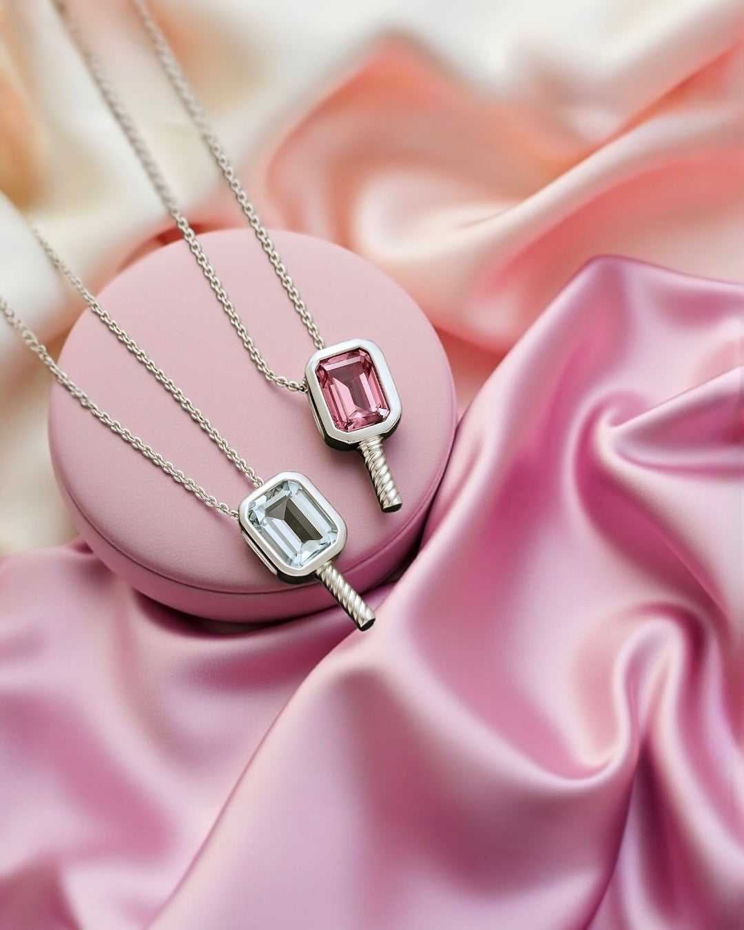 Pickleball Pink Topaz - Pickleball Paddle Necklace