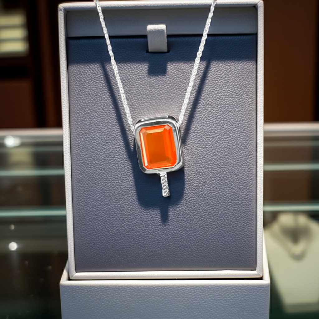 Opal Bloom Fire Opal - Pickleball Paddle Necklace