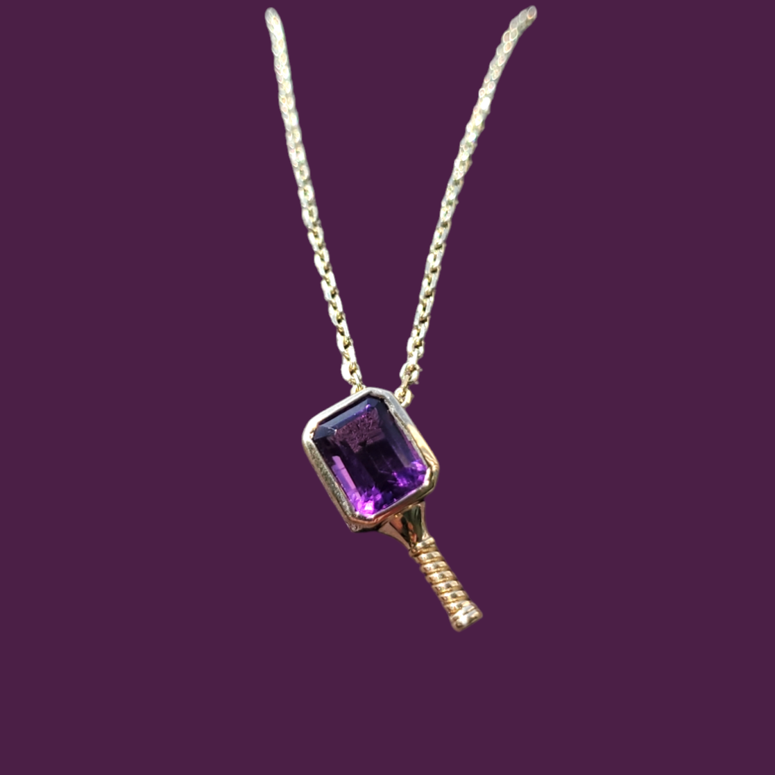 Athena Amethyst - Pickleball Paddle Necklace