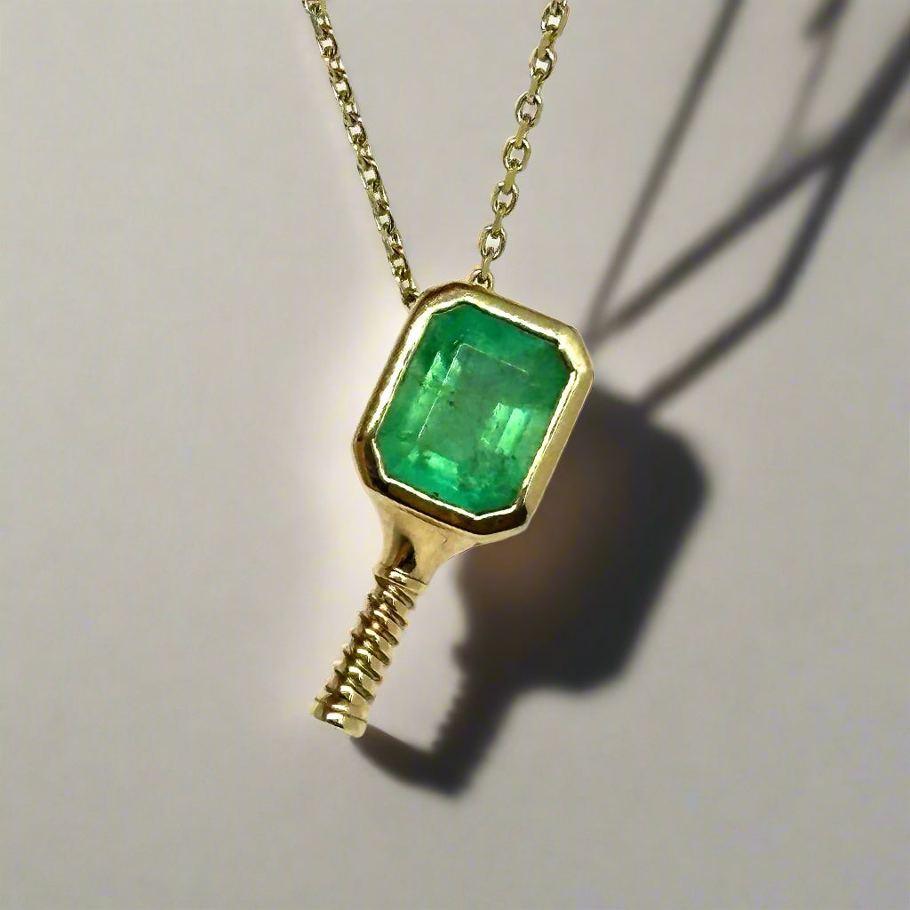Pickleball Paddle Necklace Emerald