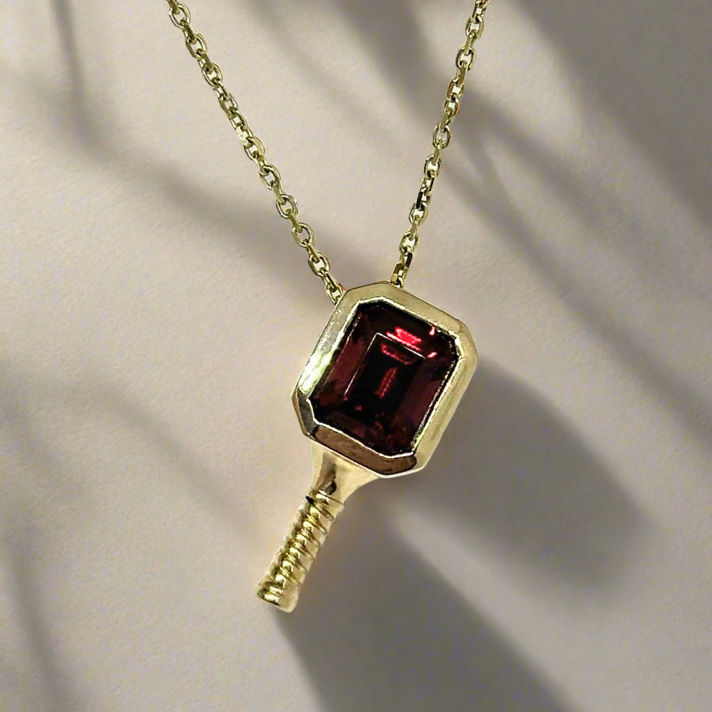 Pickleball Paddle Necklace Garnet