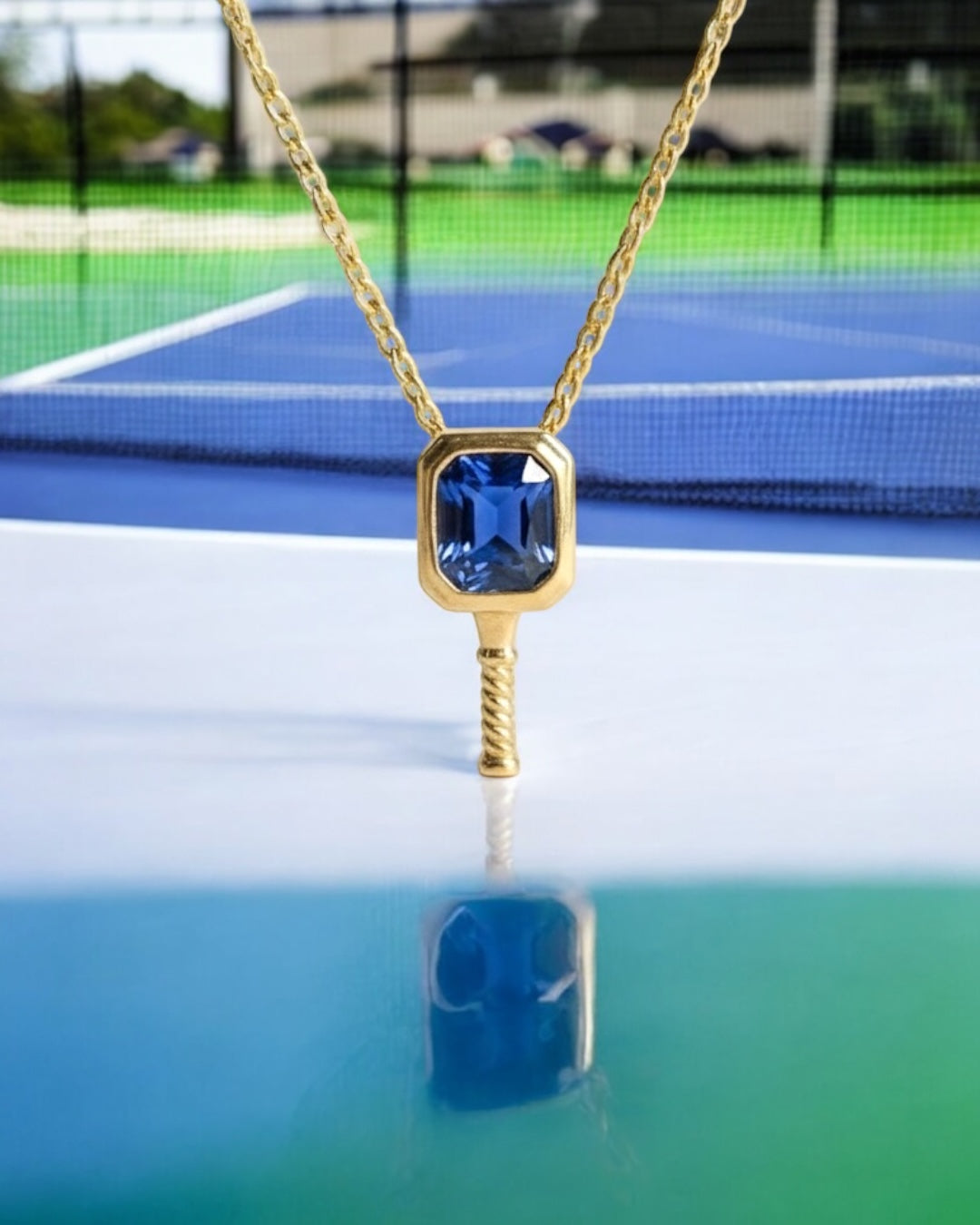 Sapphire Smash - Pickleball Paddle Necklace
