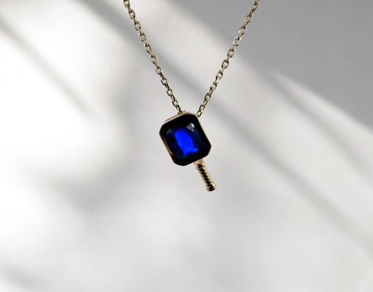 Sapphire Smash - Pickleball Paddle Necklace