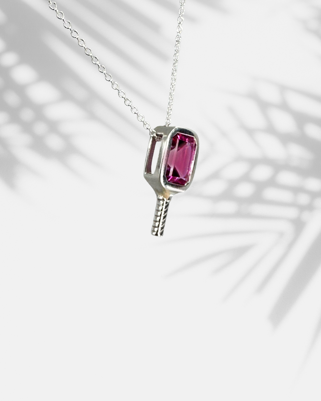 Pickleball Pink Topaz - Pickleball Paddle Necklace
