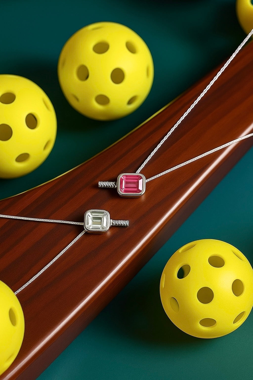 Pickleball Pink Topaz - Pickleball Paddle Necklace