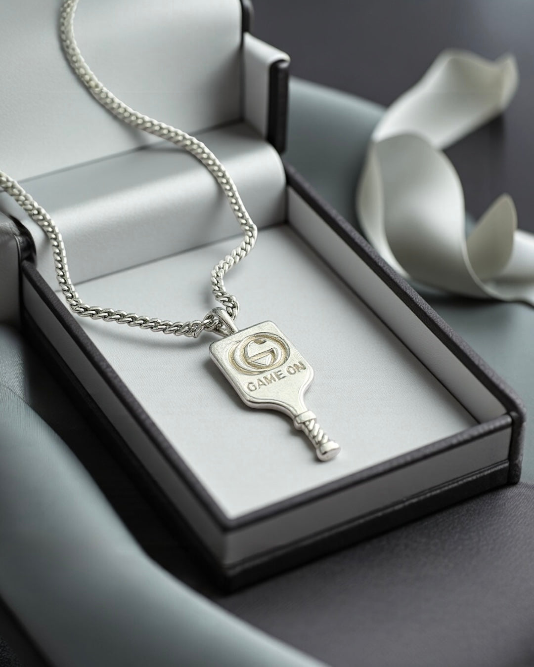 Sterling Silver GameOn Logo - Pickleball Pendant