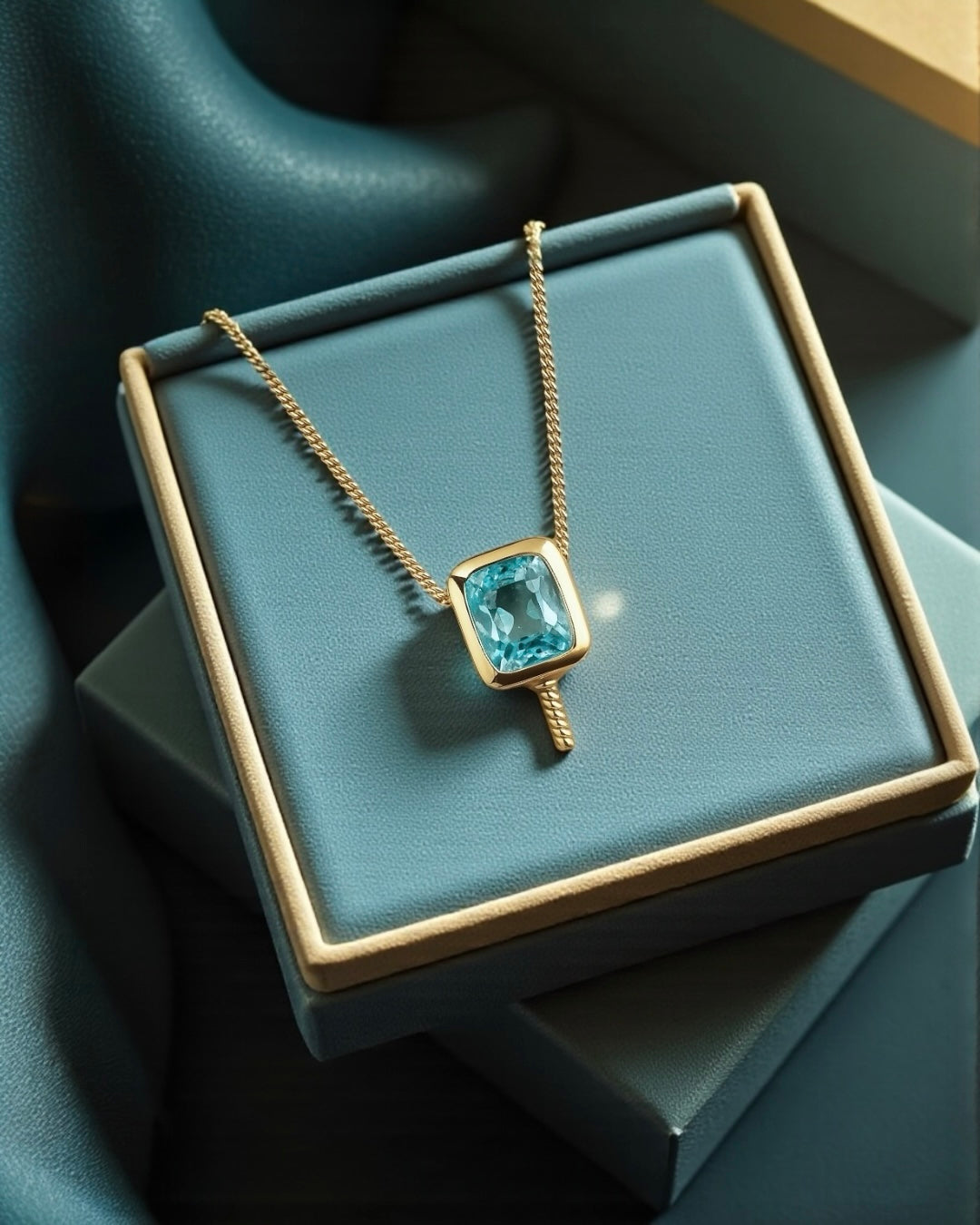 7 carat Swiss Blue Topaz Pickleball Paddle Pendant Necklace - Custom Order