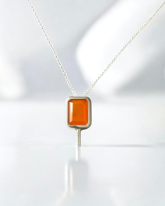 October Flame Fire Opal - Pickleball Paddle Necklace