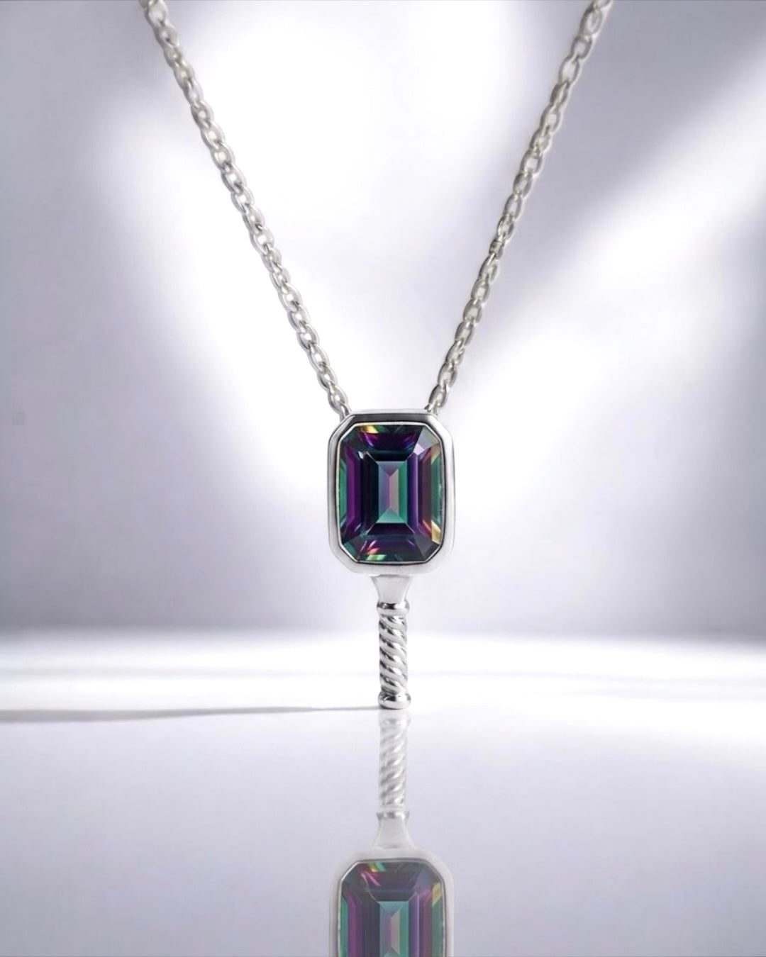 Prism Court Mystic Topaz  Pickleball Pendant Necklace
