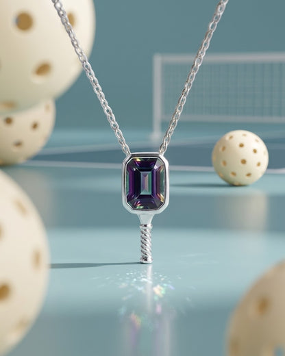 Prism Court Mystic Topaz  Pickleball Pendant Necklace