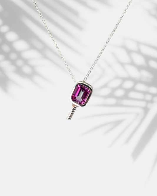 Pickleball Pink Topaz - Pickleball Paddle Necklace