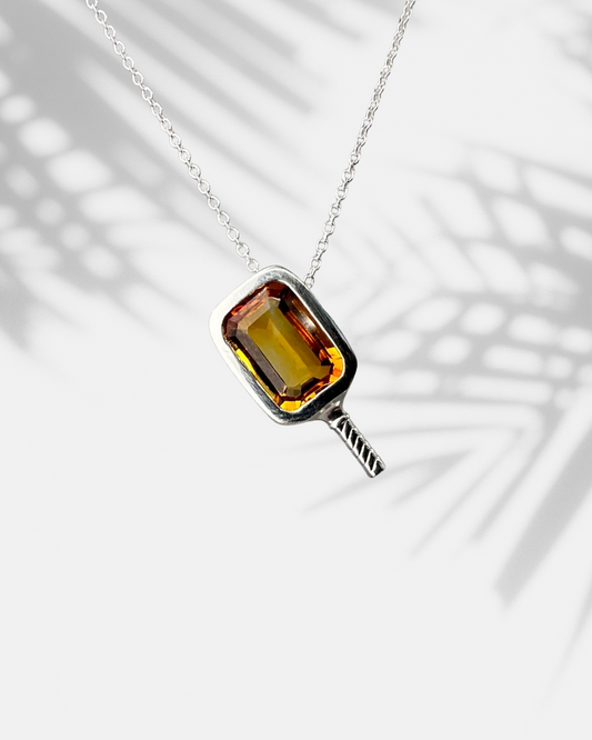 Radiant Citrine Topaz - Pickleball Paddle Necklace