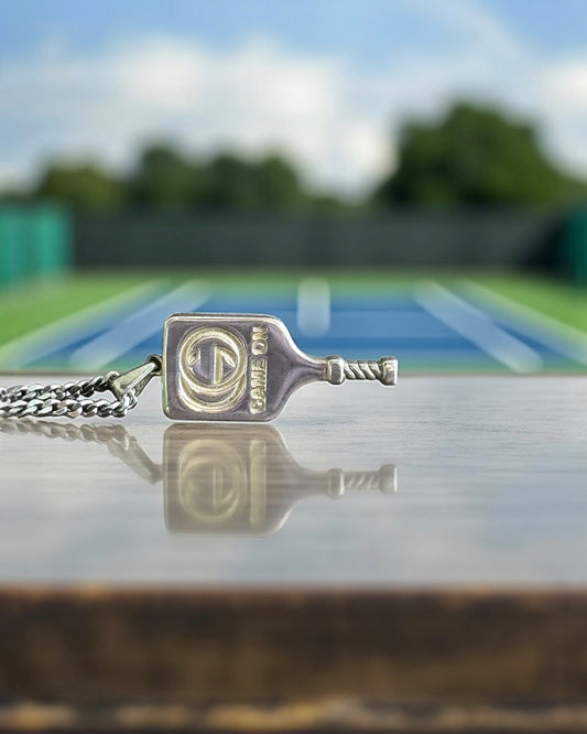 Sterling Silver GameOn Logo - Pickleball Pendant