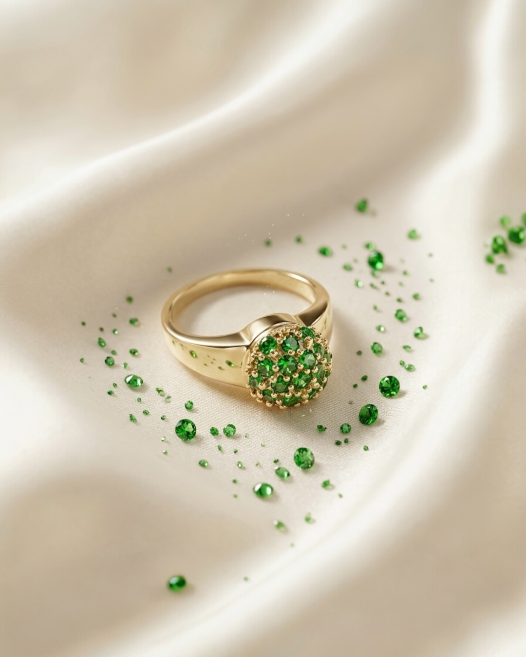 Pickleball Ring - Green Garnet Gemstones
