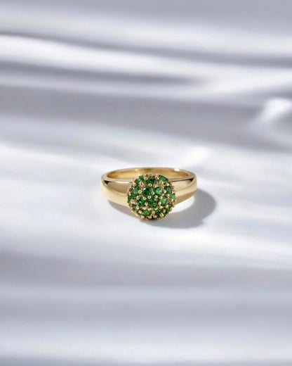 Pickleball Ring - Green Garnet Gemstones