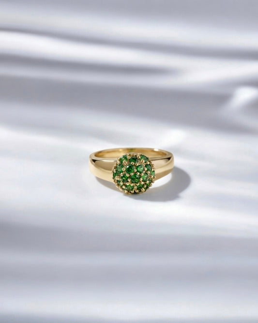 Pickleball Ring - Green Garnet Gemstones