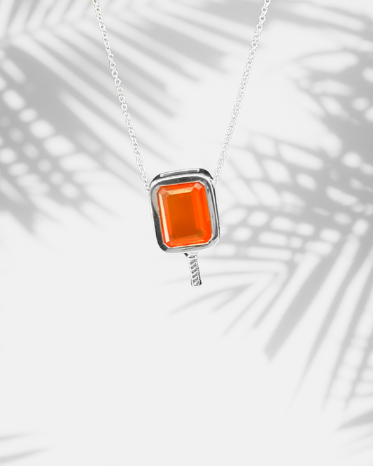 Opal Bloom Fire Opal - Pickleball Paddle Necklace