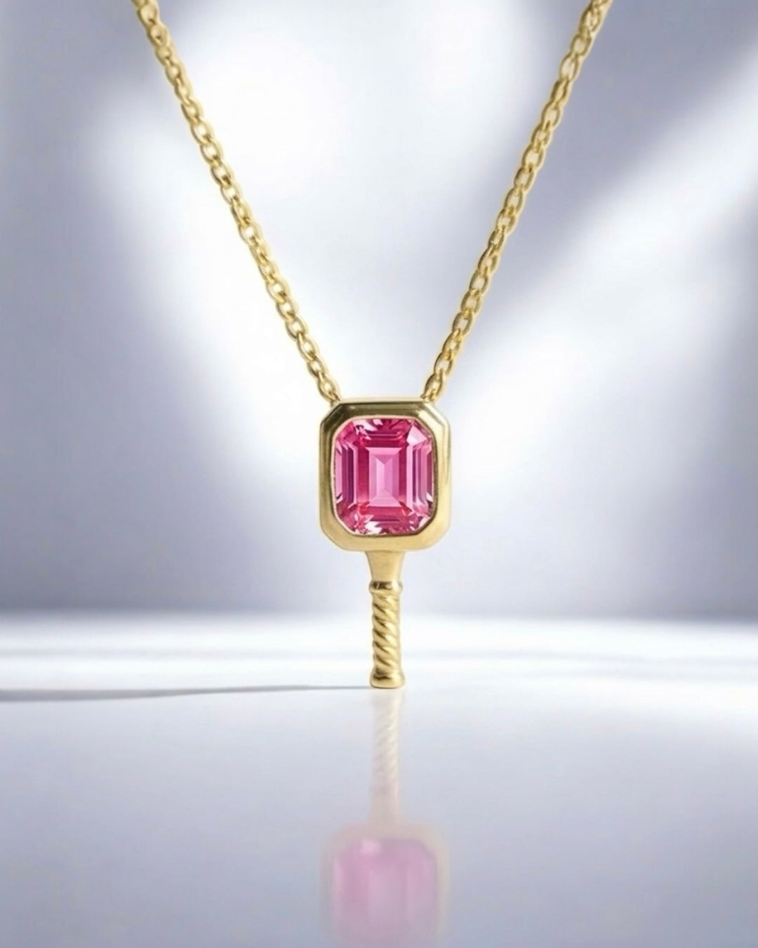 Sophia Pink Tourmaline - Pickleball Paddle Necklace