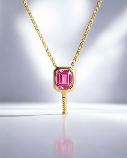 Sophia Pink Tourmaline - Pickleball Paddle Necklace