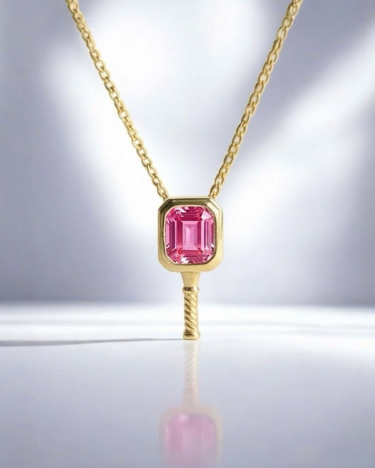 Sophia Pink Tourmaline - Pickleball Paddle Necklace