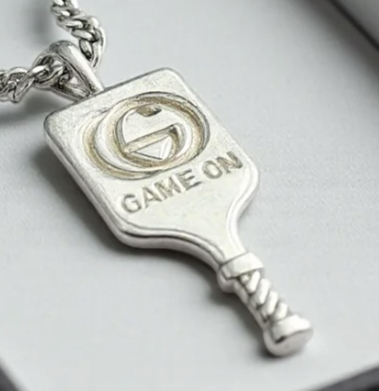 Flash Sale - Sterling Silver GameOn Logo - Pickleball Paddle Pendant