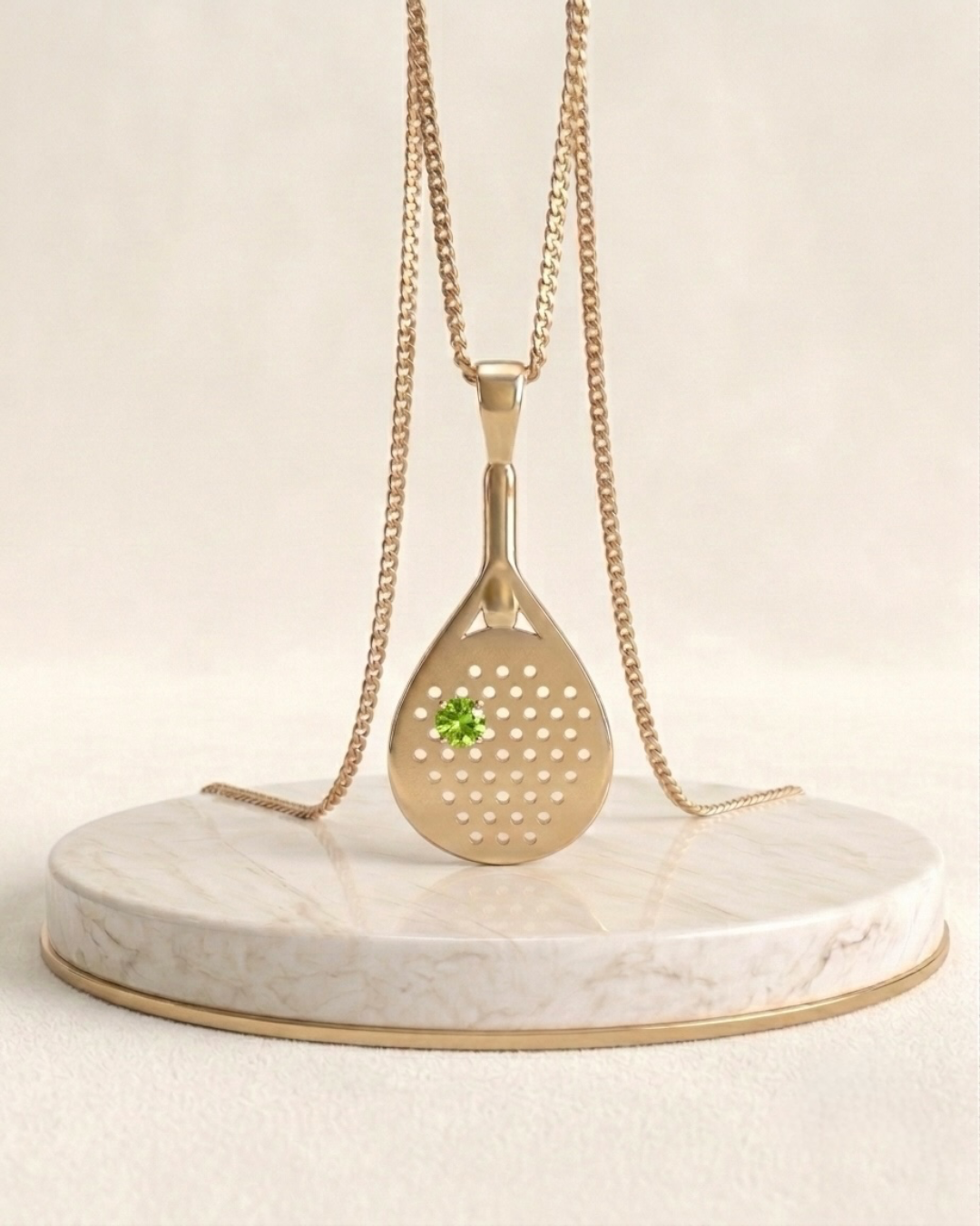 The Deuce - Green Garnet  Padel Pendant Necklace