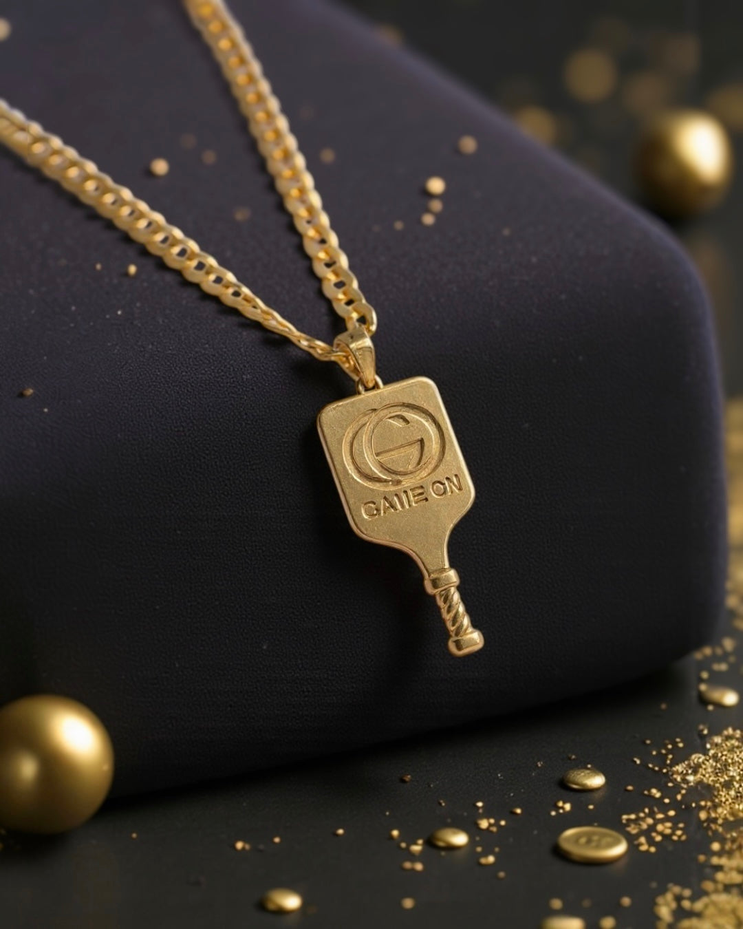 14K Yellow Gold GameOn Logo - Pickleball Paddle Pendant