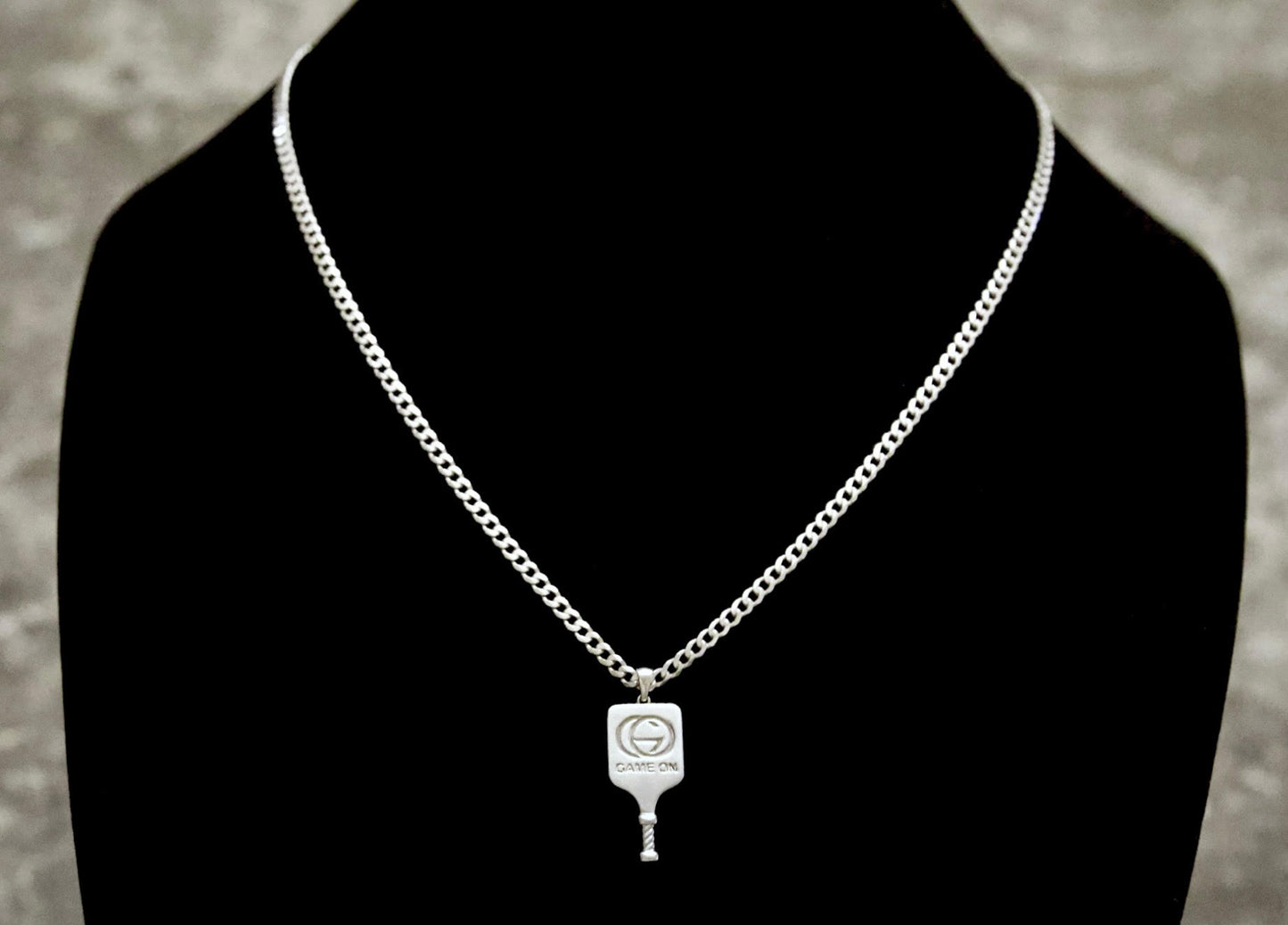Flash Sale - Sterling Silver GameOn Logo - Pickleball Paddle Pendant