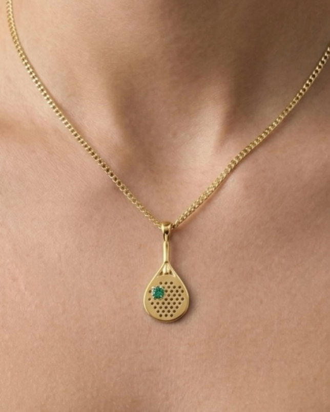 The Baseline - Emerald Padel Pendant Necklace