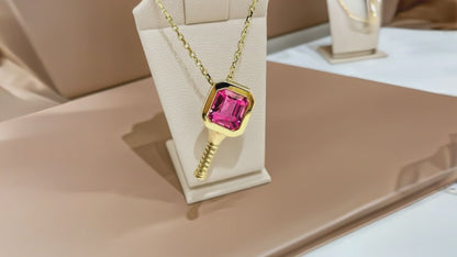 Sophia Pink Tourmaline - Pickleball Paddle Necklace