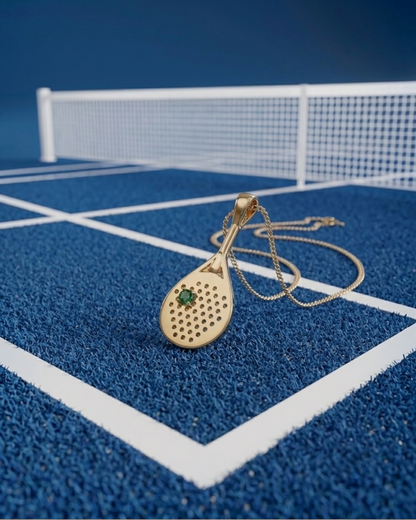 The Baseline - Emerald Padel Pendant Necklace