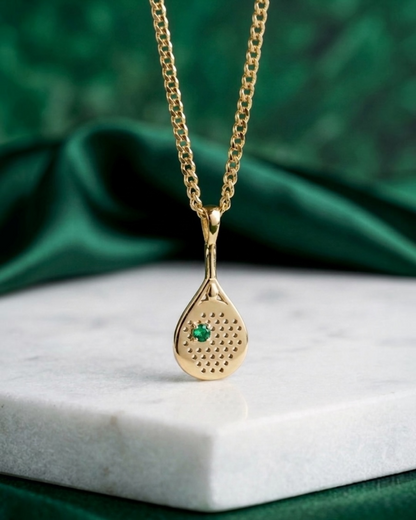 The Baseline - Emerald Padel Pendant Necklace