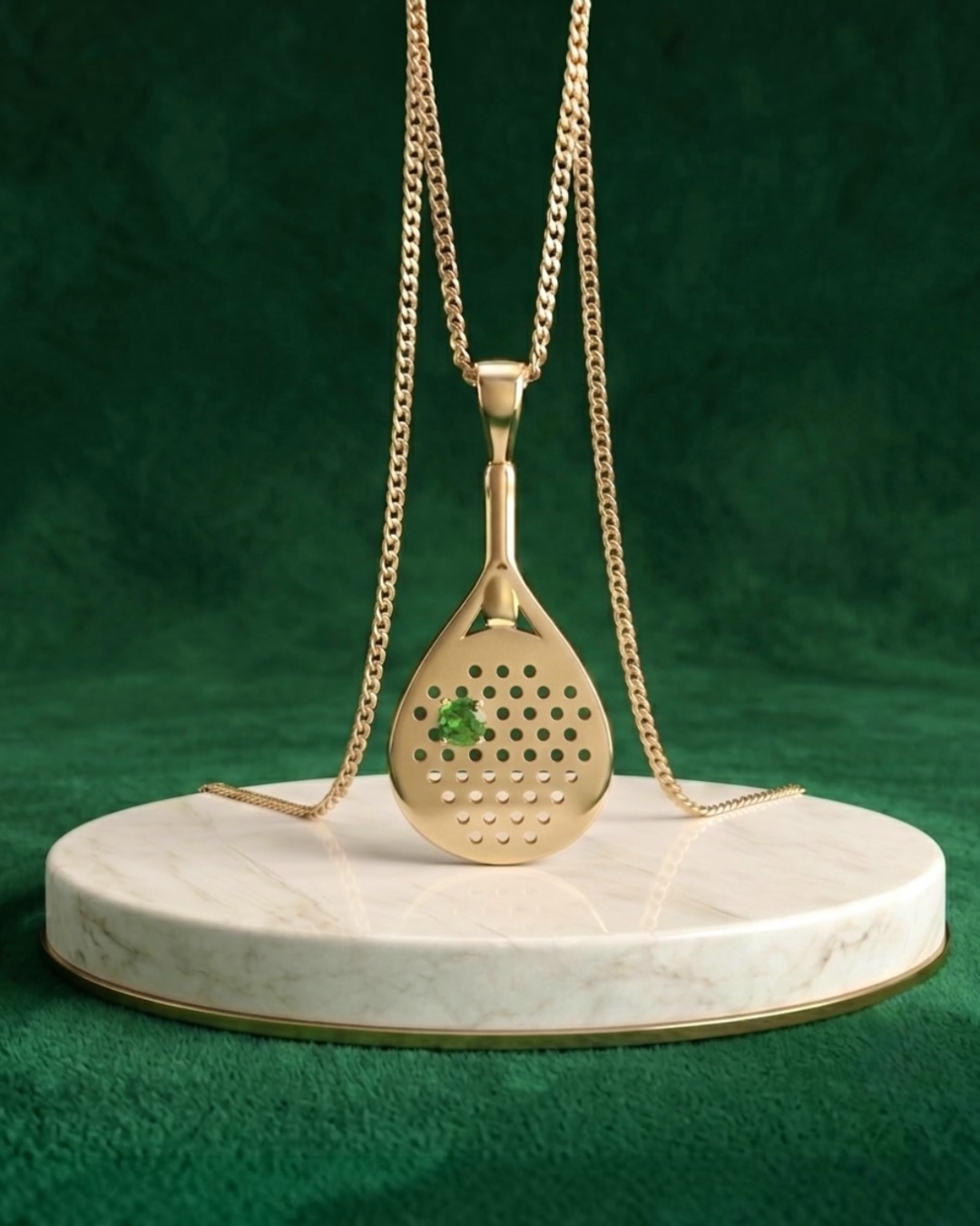 The Baseline - Emerald Padel Pendant Necklace