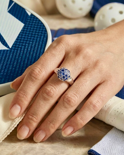 Pickleball Ring - Sapphire Blue Gemstones