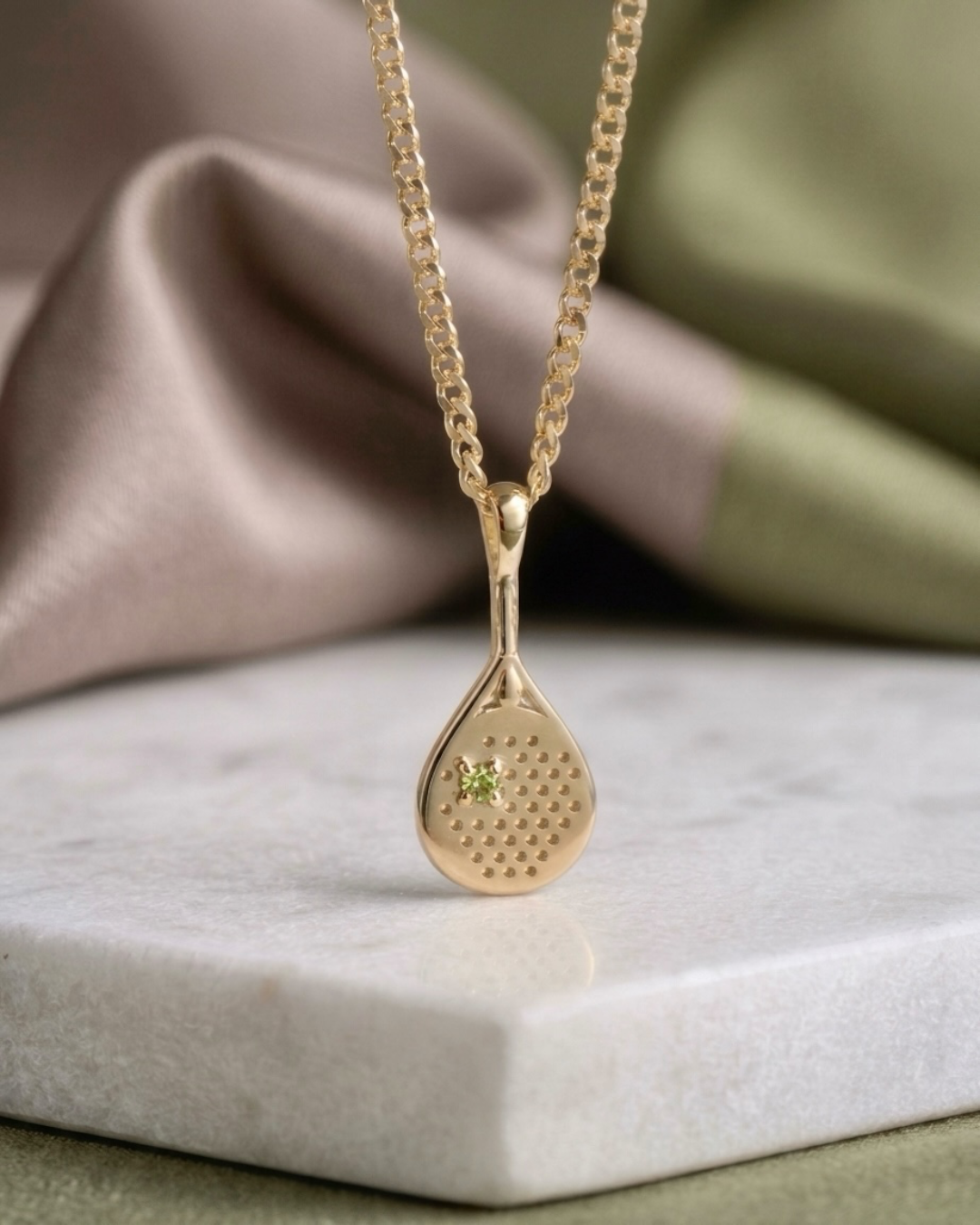 The Deuce - Green Garnet  Padel Pendant Necklace