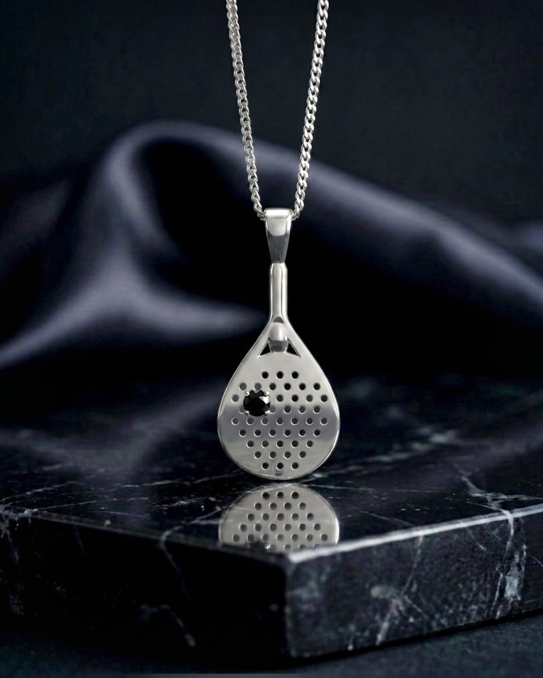 The Match Point - Blue Sapphire Padel Paddle Necklace