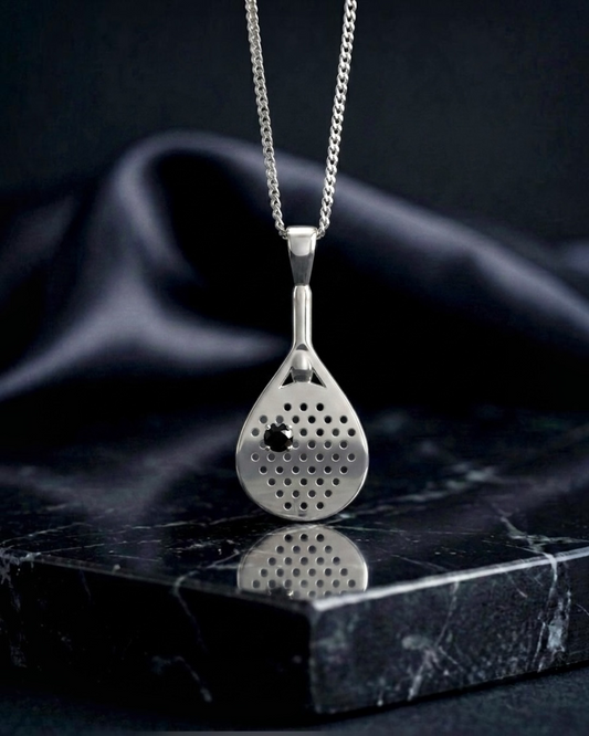 The Match Point - Blue Sapphire Padel Paddle Necklace