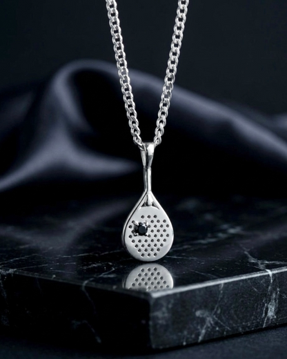 The Match Point - Blue Sapphire Padel Paddle Necklace