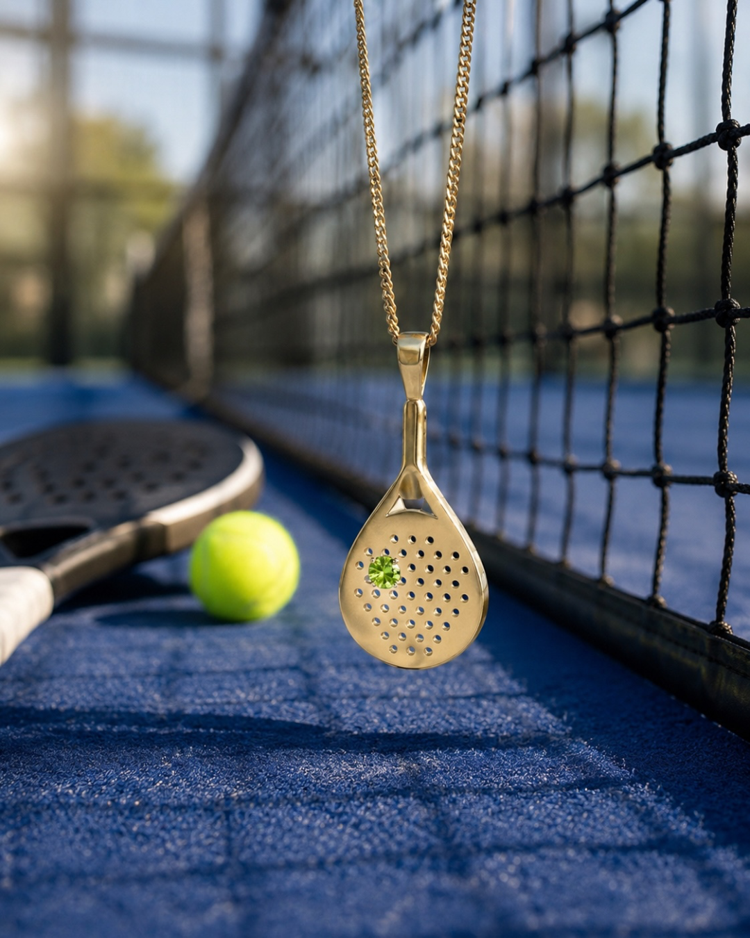 The Deuce - Green Garnet  Padel Pendant Necklace