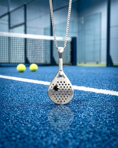 The Match Point - Blue Sapphire Padel Paddle Necklace