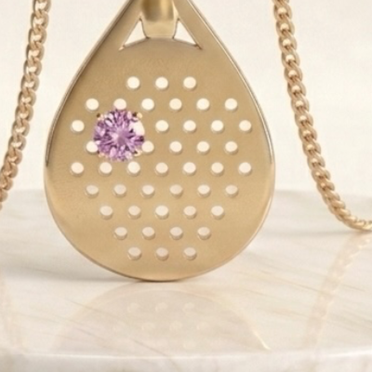 The Rally - Pink Sapphire Padel Racquet Necklace